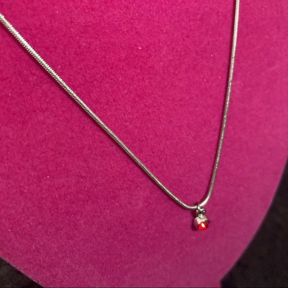 July Ruby Sterling Silver Necklace Birthday Birthstone Month Rhinestone gift Y2K - Picture 14 of 17